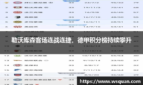 勒沃库森客场连战连捷，德甲积分榜持续攀升