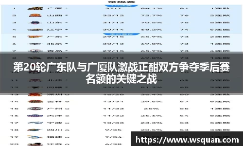 第20轮广东队与广厦队激战正酣双方争夺季后赛名额的关键之战